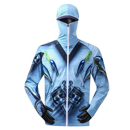 Moletom Profissional de Pesca com Máscara Anti-UV Protetor Solar Roupas de Proteção Solar Camisa de Pesca Respirável Secagem Rápida Camisa de Pesca