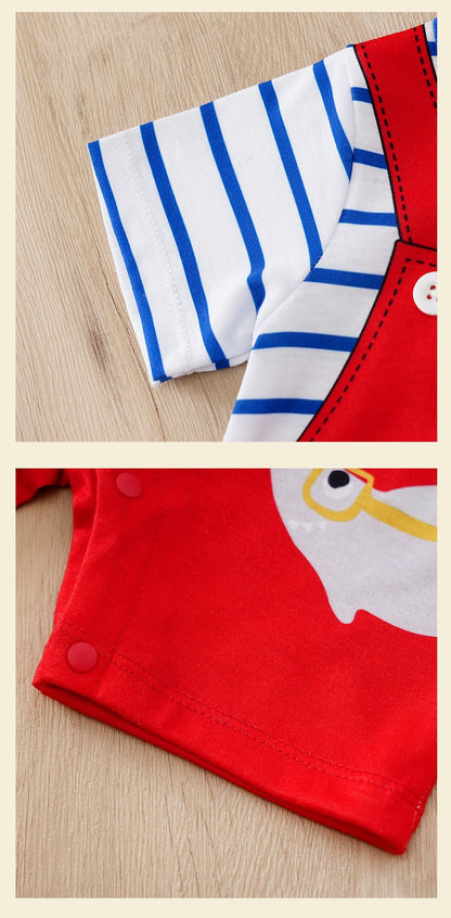 Newborn Baby Clothes Animal-Red sharkPrint Fashion Infant Jumpsuit Toddler Short Sleeve One-piece Pajamas Bodysuit Summer Romper