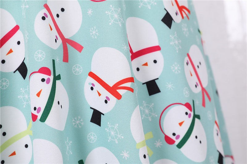 Fashion V-neck Short Sleeve Printed Christmas Dress Large Swing Vintage Elegant Xmas Party Dress