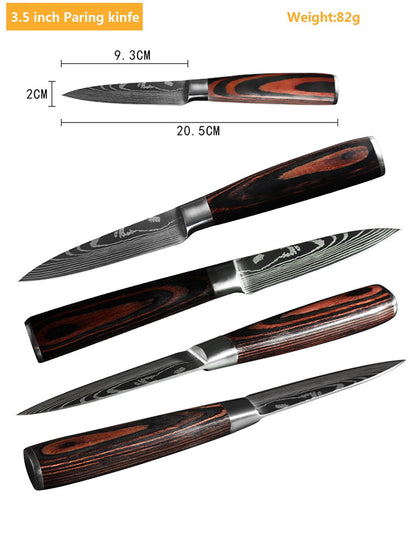 Conjunto de Facas de Chef 1-10 Peças Facas de Cozinha Padrão Damasco a Laser Faca Japonesa Santoku Afiada Cutelo Faca Utilitária para Fatiar