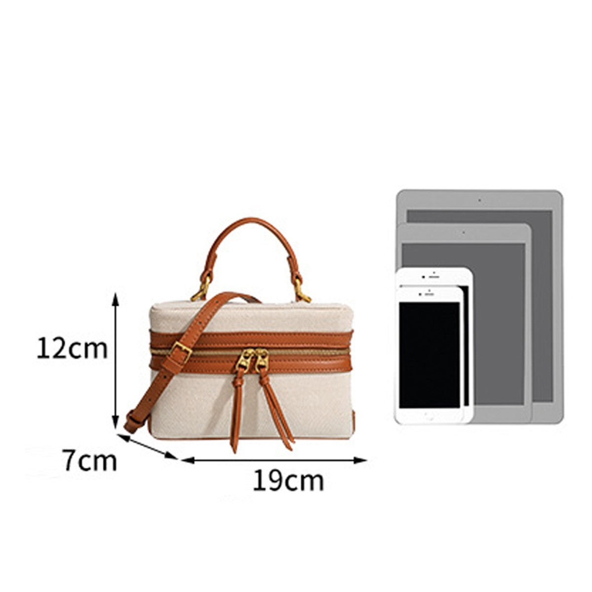 Women's Retro Canvas Spliced Lunch Box, Commuter Portable Shoulder Crossbody Small Square Bag, Adjustable Shoulder Strap