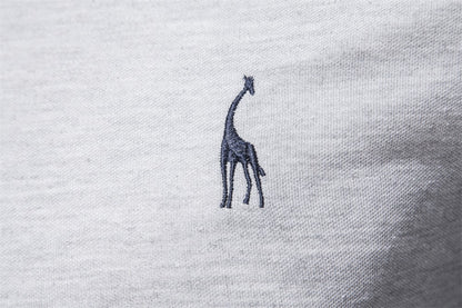 AIOPESON 2023 New Men's Deer Embroidery Polo Shirts Solid Color Long Sleeve Social Business Male