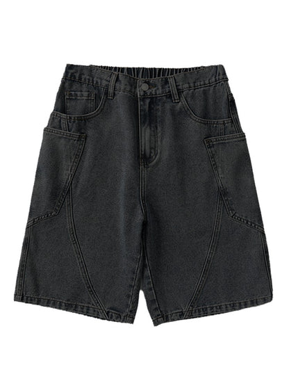 Men's Summer Denim Cargo Shorts Big Size 8XL 7XL 6XL Elastic Waist Straight Baggy Jeans Shorts