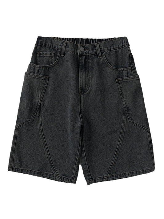 Men's Summer Denim Cargo Shorts Big Size 8XL 7XL 6XL Elastic Waist Straight Baggy Jeans Shorts