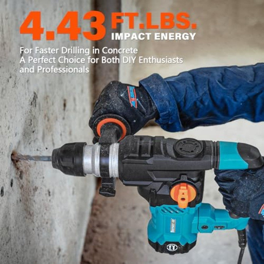 Martelete Rotativo SDS-Plus de 1-1/4" com Controle de Vibração, Embreagem de Segurança, 12,5 A, 4 Funções, com Fio, para
