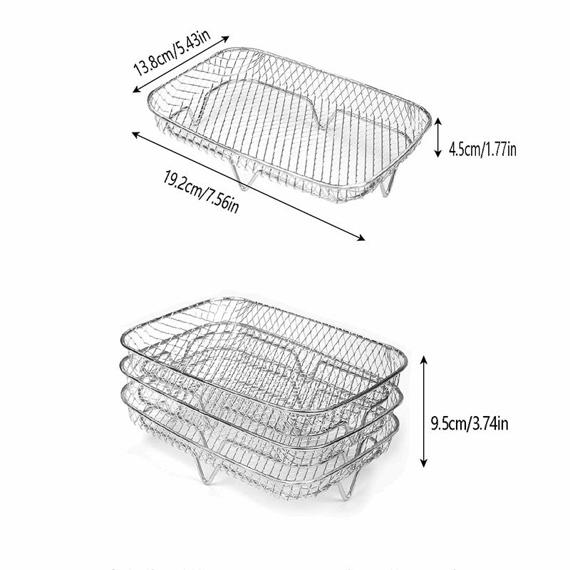 Air Fryer Rack Stackable Multi-Layer Stainless Steel Dehydrator Rack for Cosori, Instant Vortex, Ninja Foodi Grill