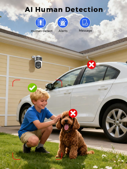 10MP 5K Dual Lens PTZ IP Camera with Dual Screen 8MP Ai Human Detection Auto Tracking Wireless Outdoor Surveillance Camera O-KAM