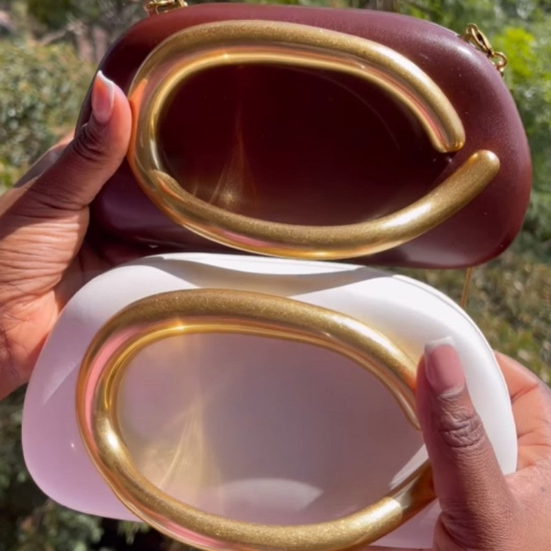 Brand Z Clutch Bag Metal Handle Design Luxury Evening Lipstick Bag Round Box Chain Bag Elegant Woman Shoulder Messenger Bags