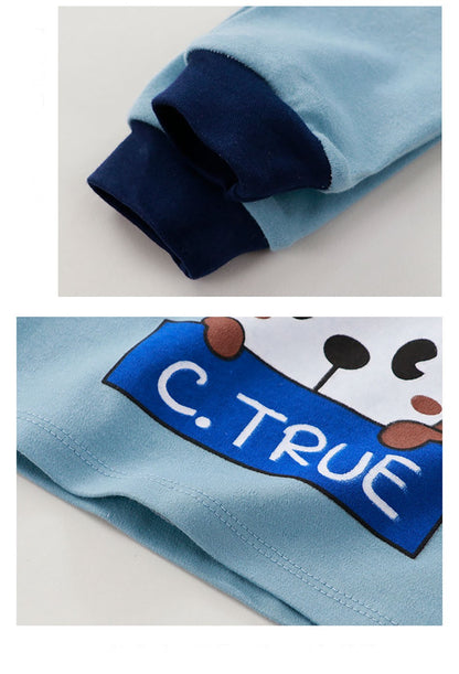 Cotton Children Pajamas Sets Unisex Soft Comfort Warm Cute Cartoon Printed Suitable Boys Girls Perfect for Autumn Winter Warmth