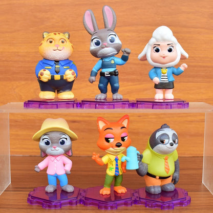 6pc/Set Zootopia Action Figure Judy Nick Disney Cartoon Cute Model Toy Kawaii Collection Doll Desktop Ornament Decoration Gift