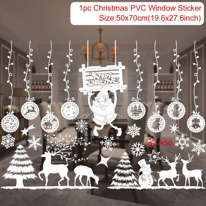 2025 Merry Christmas Wall Sticker Window Glass Merry Christmas Decor for Home Living Room Wall Decor 2026 Happy New Year Sticker