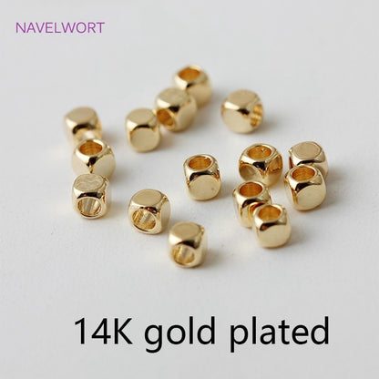 2/3/4mm Hollow Cube Beads 18k Gold Plated Brass Spacer Beads,Separators For Beads,DIY Jewelry Making Supplies Wholesalele