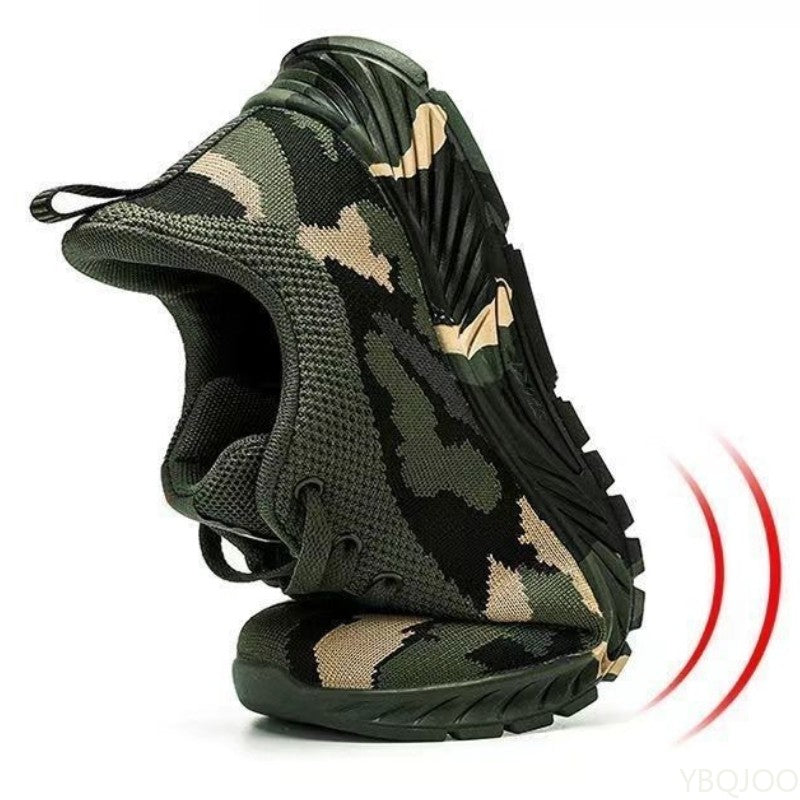 Mesh Camouflage Sports Shoes Men's Durable Casual Shoes Men's Anti Slip Tennis Outdoor Hiking Lightweight Flat Shoes Sneakers