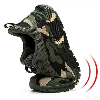 Mesh Camouflage Sports Shoes Men's Durable Casual Shoes Men's Anti Slip Tennis Outdoor Hiking Lightweight Flat Shoes Sneakers