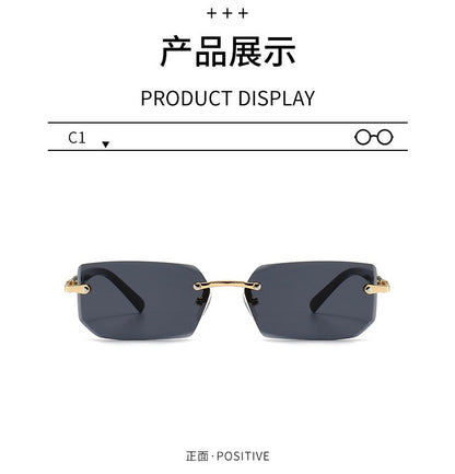 Rimless Sunglasses Rectangle Fashion Popular Women Men Shades Small Square Sun Glasses for Female Male Summer Traveling Oculos
