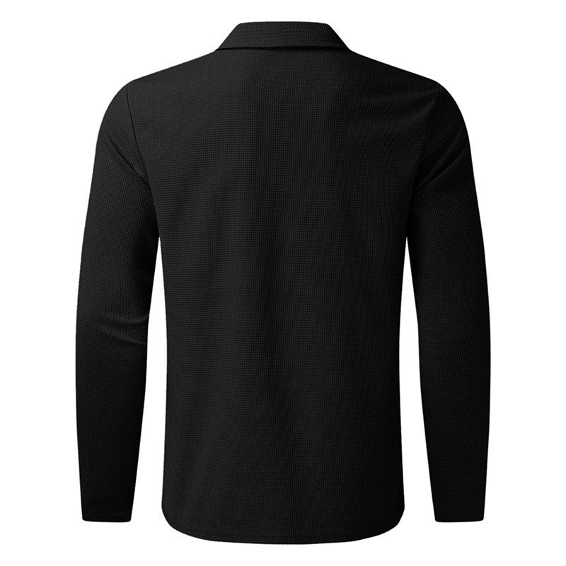 2024Summer Popular Waffle Outdoor Polo Collar Jacket Men's Coat Nick Garment Casual Sports Zipper Cardigan Long Sleeve Coat