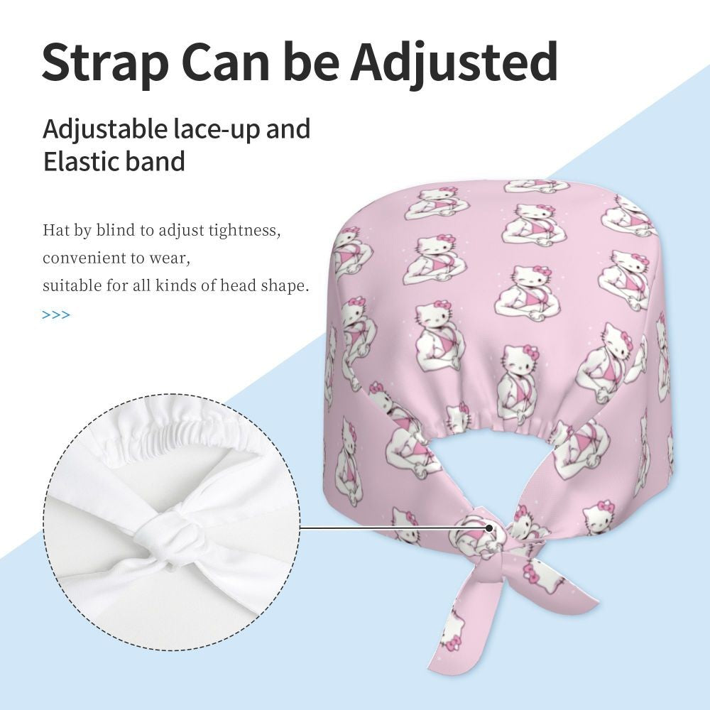 Custom Hello Kitty Medical Staff Scrubs Hat Women Men Cartoon Chara For Chef Hat Scrub Caps