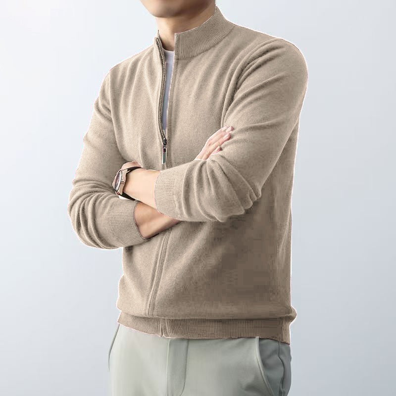 Animal Game Men's Zipper Cardigan Sweater Slim Fit Sweaters Stand Knitwear Jumper Warm Cold Blouse Zip Long Sweatcoats