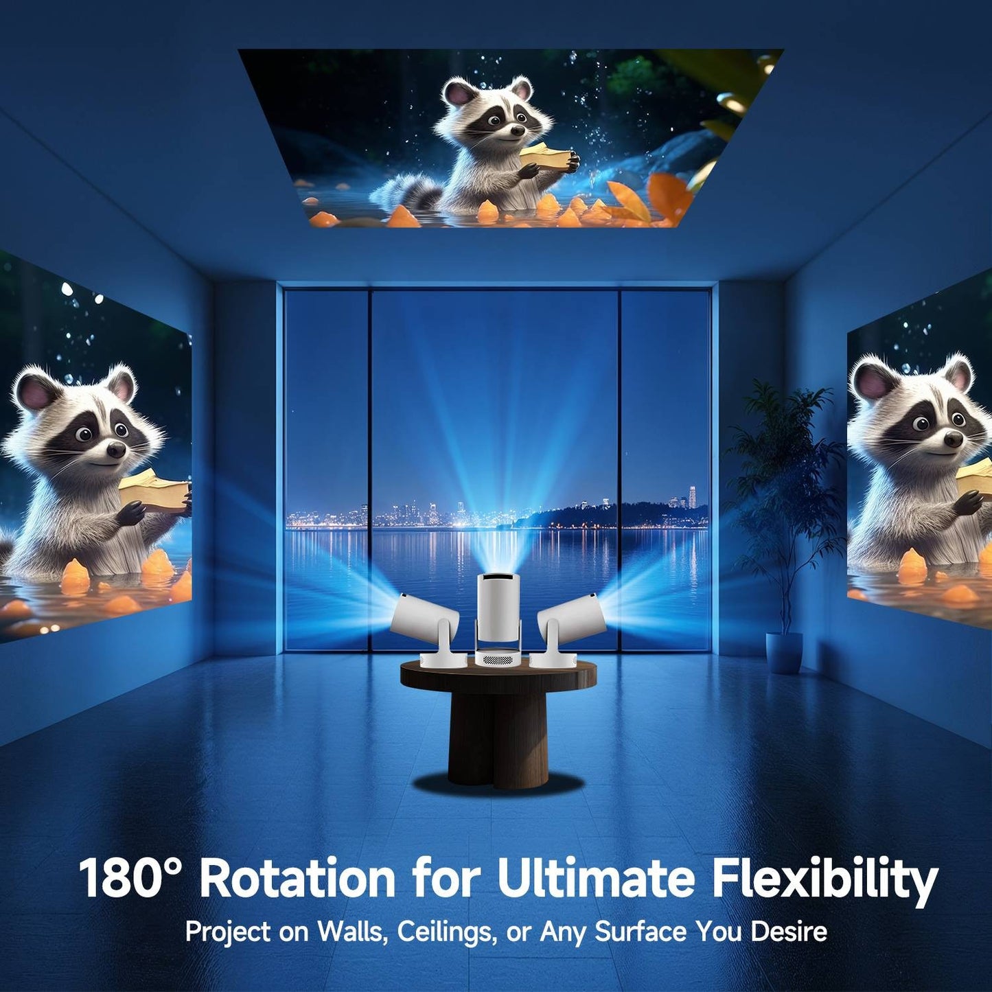 Projetor Magcubic 8K HY300 Pro+ com alto-falante embutido de 5W, 1280*720P, Android 14, 8000 Lumens, Wifi6, BT5.4, Portátil para uso Externo