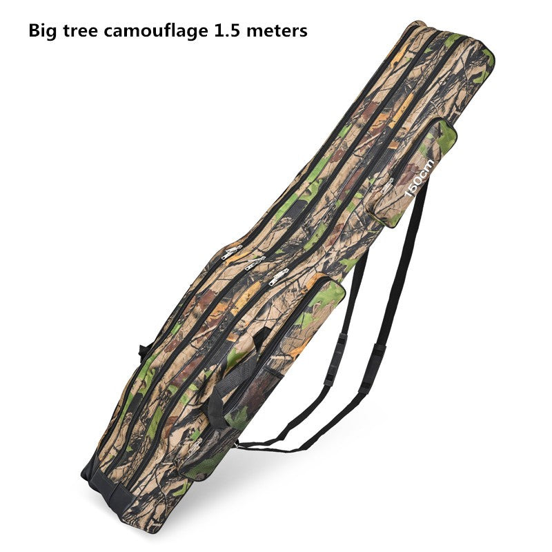 Bolsa de pesca marítima dobrável de três camadas 1,2 m/1,5 m, grande capacidade, bolsa de vara de pesca de ombro duplo, kit de ferramentas para armazenamento externo