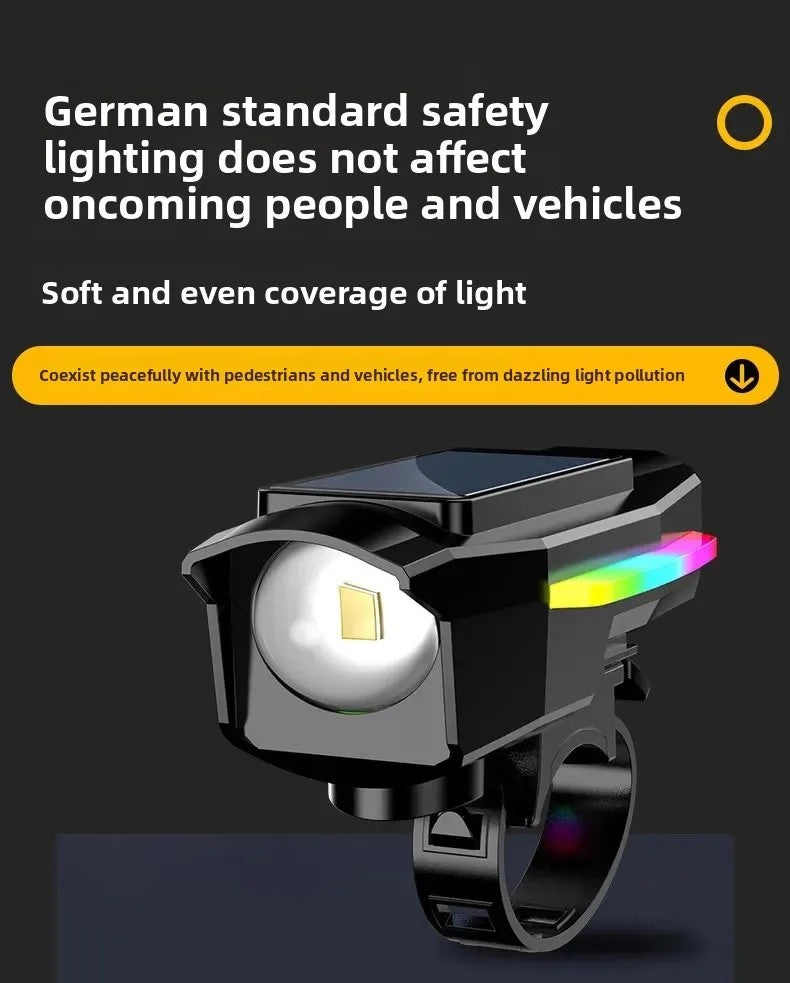 BUCKLOS Bike Light Solar Power Bicycle Front Light Highlight LED with Colorful Side Lamp Cycling Lights Bicycle Accessories