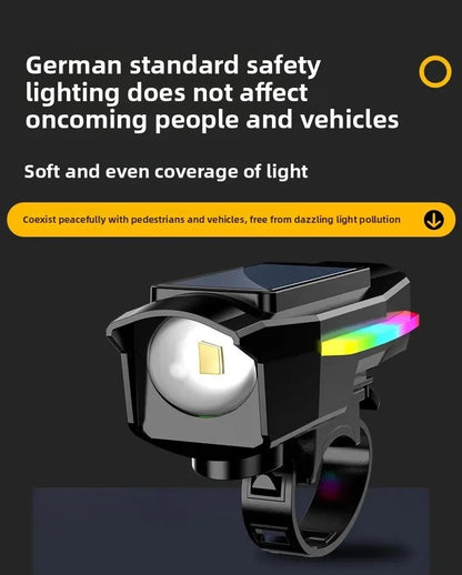 BUCKLOS Bike Light Solar Power Bicycle Front Light Highlight LED with Colorful Side Lamp Cycling Lights Bicycle Accessories