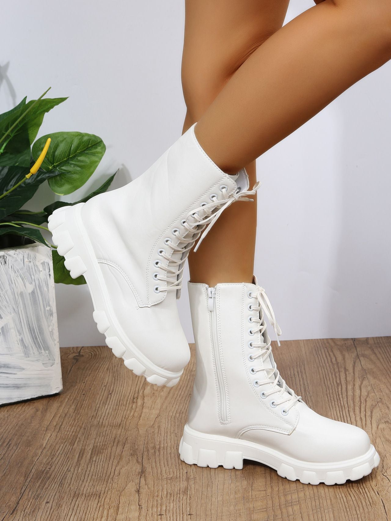 Autumn winter plus size new shoes Women Fashion Laceup Boots Chelsea Zipper Ladies  Sports Casual Heel  platform