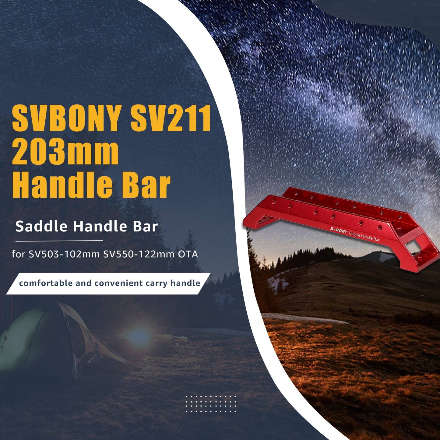Svbony SV550 122mm Kits de Telescópio, F7 FPL51 Triplet APO com redutor de foco SV209, aquecedor de lente SV172, barra de alça SV211 203mm