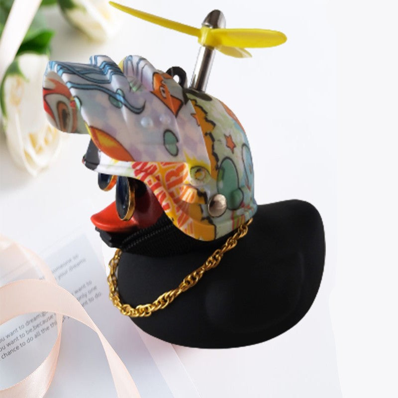Broken Wind Rubber Duck Motor Accessories Yellow Duck with Helmet Auto Car Accessories Duck In The Car Car Interior Decoration