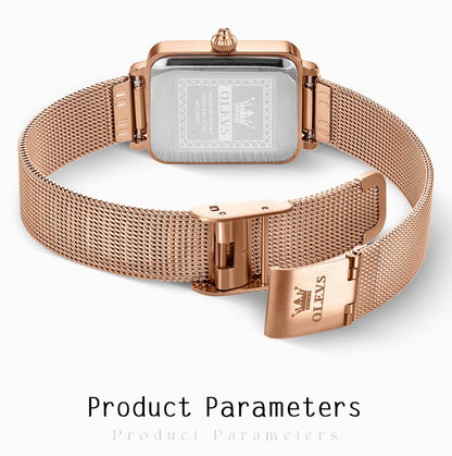 OLEVS Ultra Thin 8mm Women's Watches With Gift Box Fashion Elegant Rose Gold Mesh Steel Strap Luxury Quartz Watch for Woman 3692