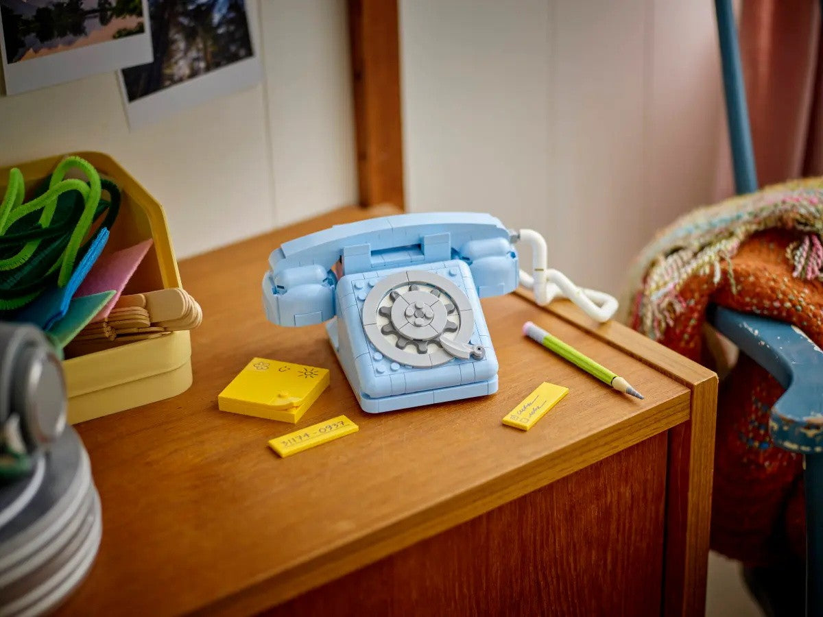 Lego telefone retrô blocos de montar brinquedos decoração de mesa para casa fácil de montar brinquedos educativos infantis presentes de feriado