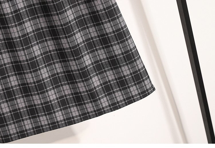 Plus Size Skirt Women 2024 Autumn Winter High Elastic Waist A Line Gray Or Khaki Plaid Skirt Korean Casual Long Skirts Womens