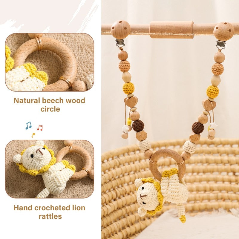 Baby Crochet Stroller Toys Wooden Hanging Ocean Stroller Teething Rattle Bell Animal Mobiles Gym Stroller Pendants Gifts Toys