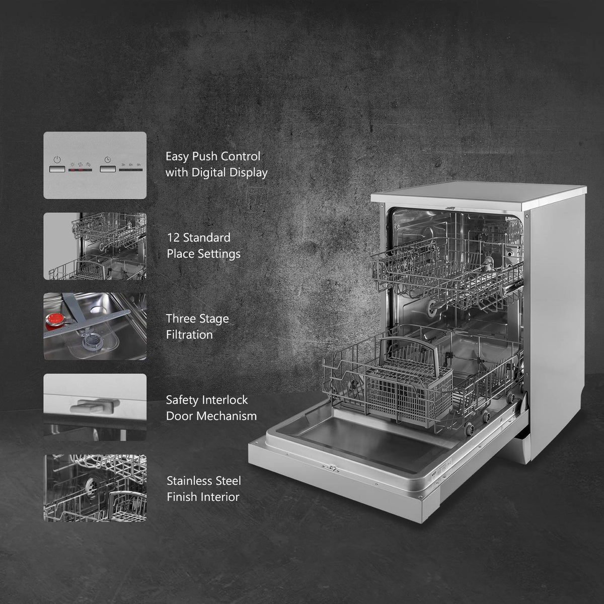 Washing Machine For Plate Kitchen Dishwasher 60cm/45cm 10/12/14 Sets Big Cavity Half Load Dual Zone Wash Dishwasher High Quality