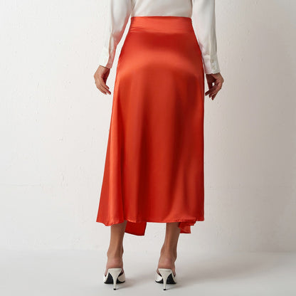 Nighpha Women's Elegant Satin Skirts High Waisted Flared Casual Work Office Fishtail Midi Skirt