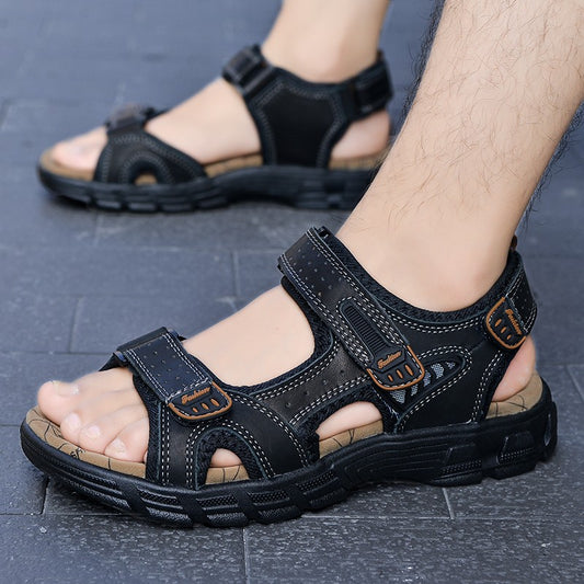 Brand Classic Mens Sandals Summer Genuine Leather Sandals Men Outdoor Casual Lightweight Sandal Fashion Men Sneakers Size 38-46