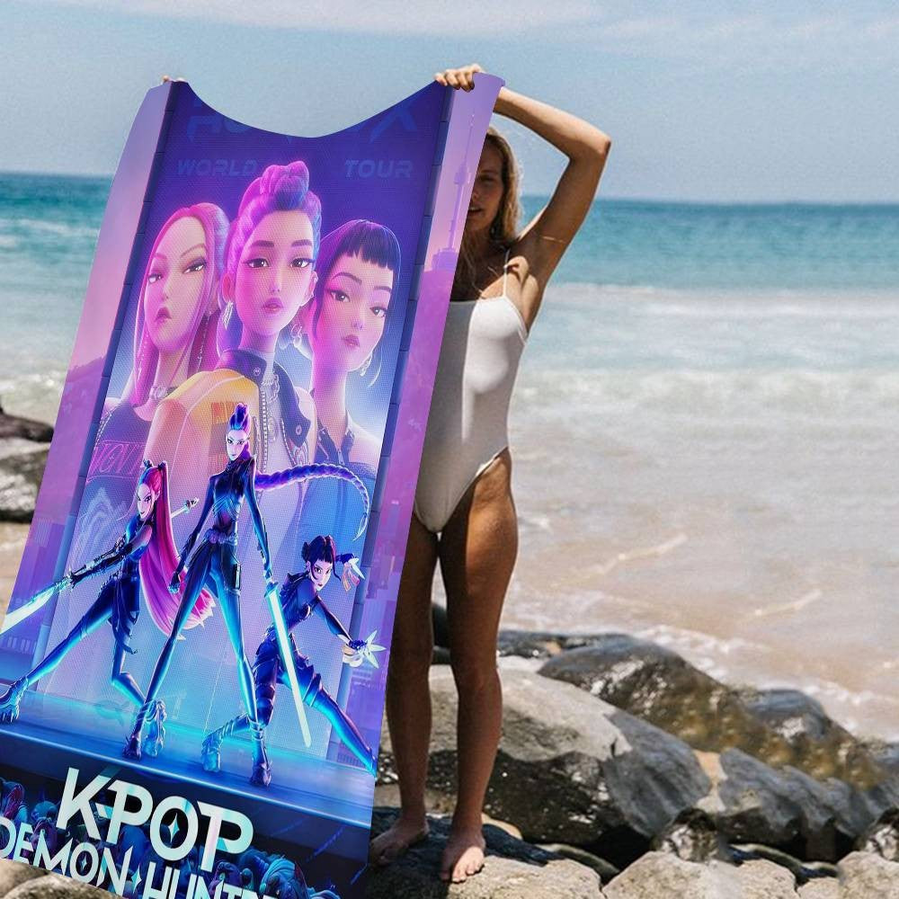 Kpop D-demon Hunters Microfiber Beach Towel Absorbent Quick Dry Soft Yoga Swimming Resort Mountain Climbing Towel