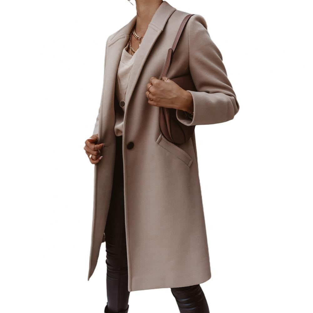 Casual Women Autumn Winter Pocket Lapel Overcoat Button Warm Long Coat Jacket 2020 HOT SALE