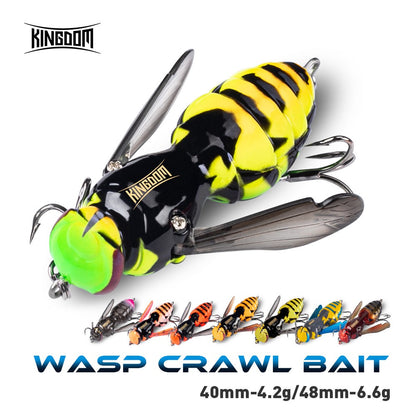 Isca Flutuante Reino de Vespas 4.2g 6.6g 40mm 48mm Inseto Artificial Biônico Isca Dura Pesca Baixo Carpa Lúcio Wobbler