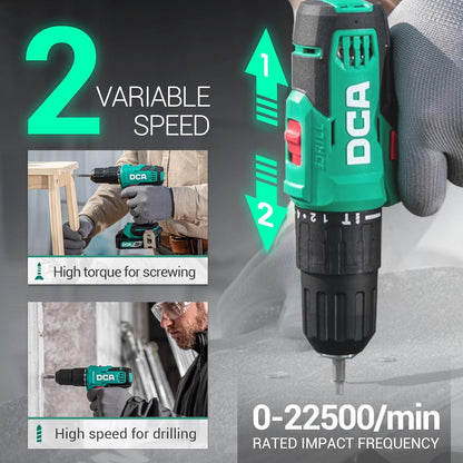 Conjunto de Furadeira de Impacto a Bateria 20V, Torque de 40 Nm, Mandril Sem Chave de 1/2", 22500 IPM, Velocidades Variáveis para Tijolo Metal Madeira