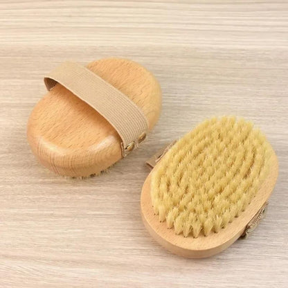 Natural Bristle Brush Soft Wet Dry Skin Body SPA Bath Massager Home
