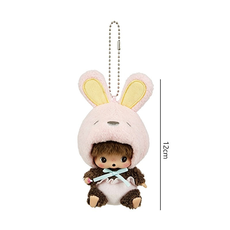 Kawaii Monchichi Doll Figure Keychain Furry Chimutan Monchhichi Figurines Hanger Pendant Bags Charm Accessories Small Gift