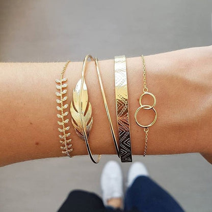 Conjunto de Pulseiras Femininas Corrente Cubana, Cor Dourada, Boho Retrô, Torção Grossa, Joias da Moda de Qualidade, 11 Peças, 2024