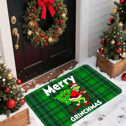 VIKAMA Christmas Green Frog Rug Entrance Hall, Living Room, Bedroom, Hallway Door Mat Soft Comfortable Floor Mat Home Decor