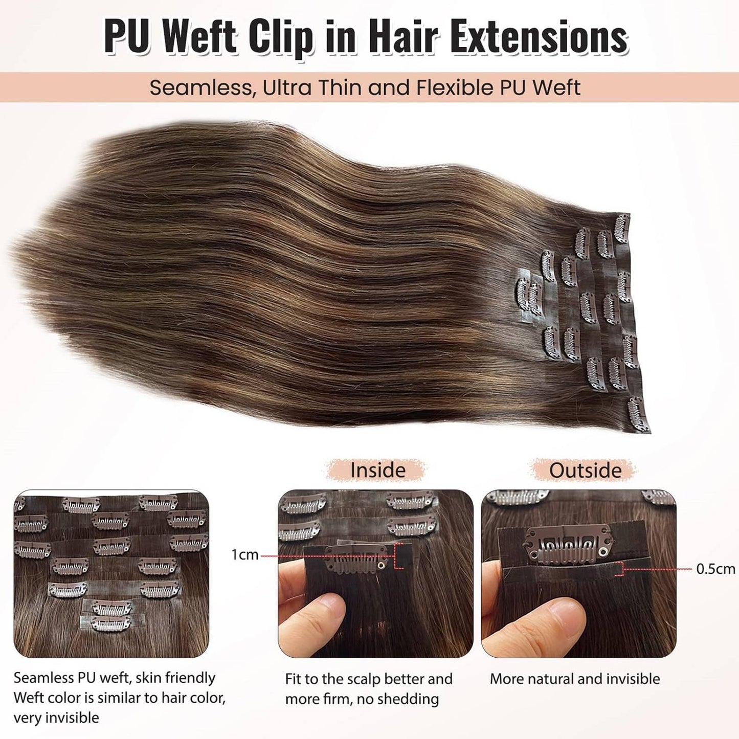 Apliques de Cabelo Humano Clip-In 16A 140g Liso Perfeito Cabelo Humano Remy Brasileiro 10 Peças/Conjunto Apliques de Cabelo Clip-In