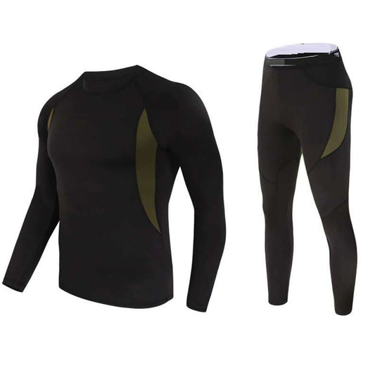 Men's Winter Thermal Fleece Tracksuit for Outdoor Training Quick Dry Camouflage Tactical Uniforms Slim Fit Running Underwear Set