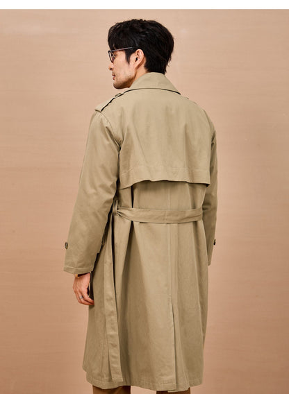 Mauroicardi Spring Autumn Long Black Khaki Trench Coat Men Shoulder Pads Double Breasted Chic British Style Fashion Clothes 2025