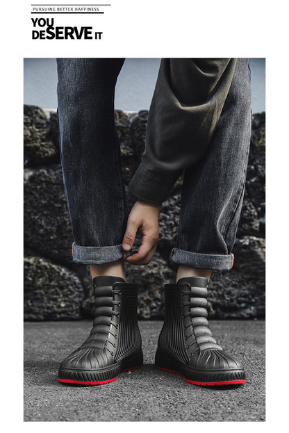 Versatile Casual Short-barreled Waterproof Shoes Men Women Lined With Fleece Warmth Anti-slip Wear-resistant Outdoors Rain Boots