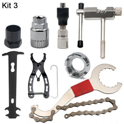 Conjunto de Ferramentas para Reparo de Bicicleta Quebrador de Corrente Extrator de Pedivela MTB Régua Medidora de Corrente de Bicicleta Removedor de Cassete Ferramentas de Reparo para Ciclismo ao Ar Livre