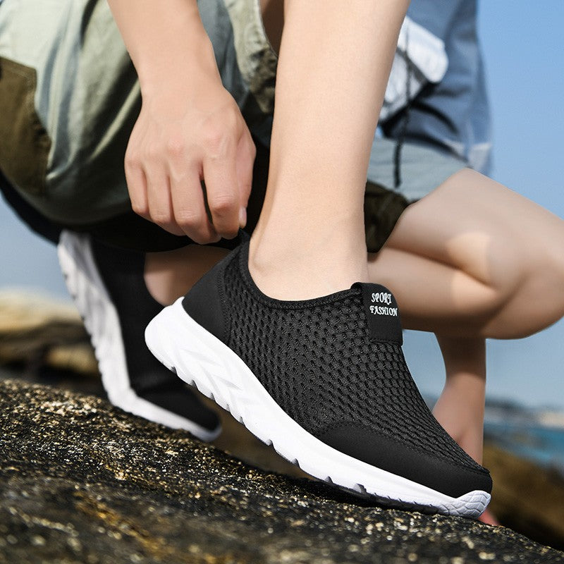 Tênis Masculino YRZL Respirável em Mesh, Casual, Antiderrapante para Uso Externo, Tamanho Grande, Loafer Leve para Caminhada, Calçado Masculino de Tênis